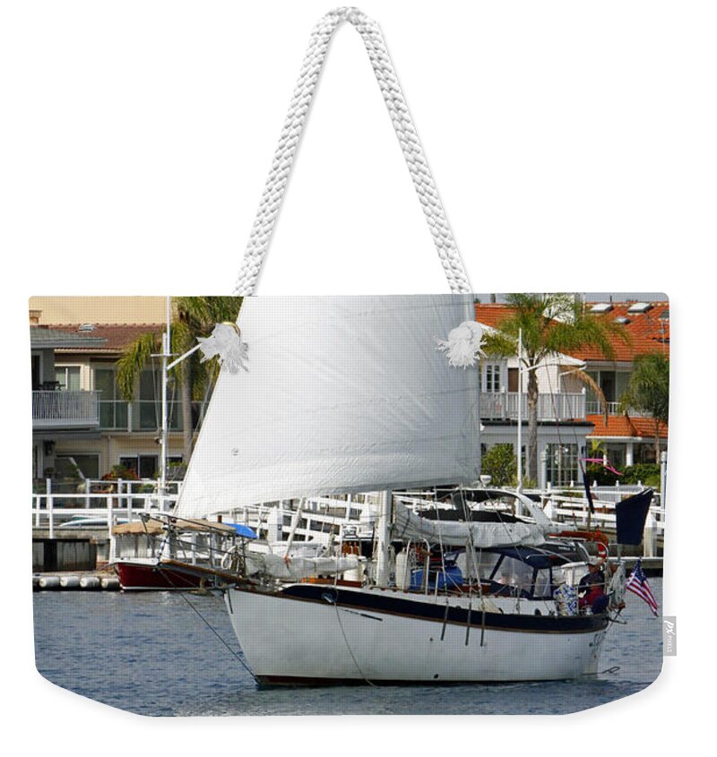 Sail Boat Weekender Tote Bag featuring the photograph Sails Up by Shoal Hollingsworth