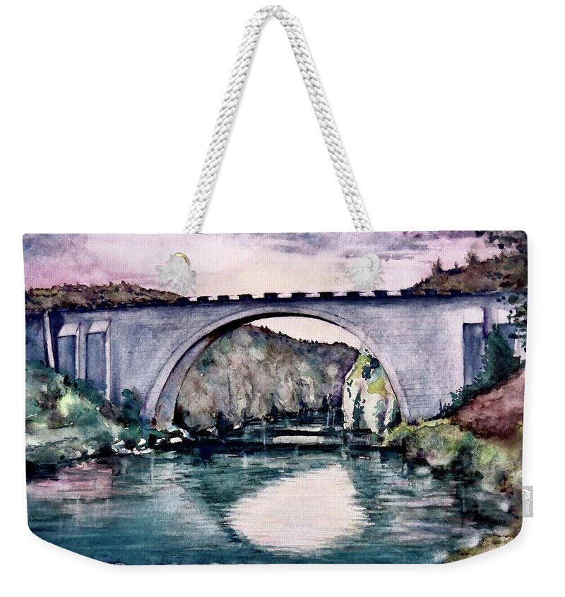 Saint Bridge Weekender Tote Bag featuring the painting Saint Bridge by Geni Gorani