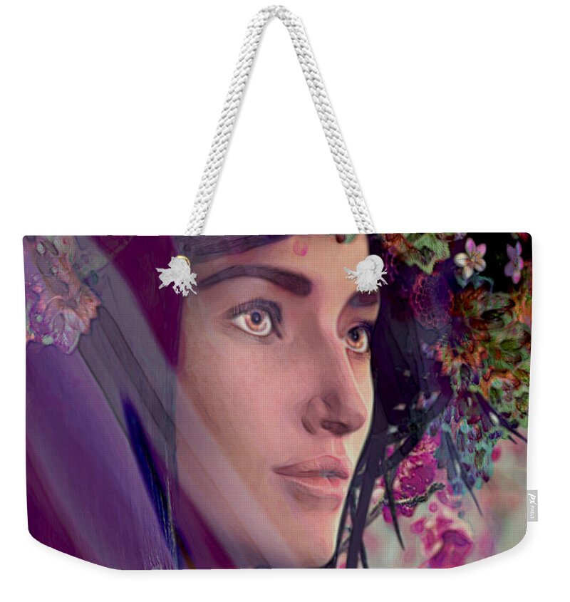 Saint Rose Of Lima Weekender Tote Bag featuring the painting Saint Rose of Lima 4 by Suzanne Silvir
