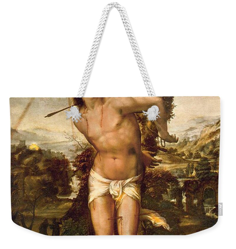 Il Sodoma Weekender Tote Bag featuring the painting Saint Sebastian by Il Sodoma