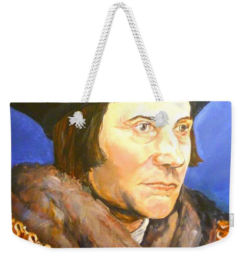 Lawyer Weekender Tote Bag featuring the painting Saint Thomas More by Bryan Bustard