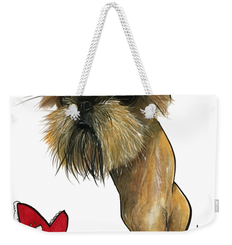 Brussels Griffon Weekender Tote Bag featuring the drawing Salavarria 3149 by John LaFree