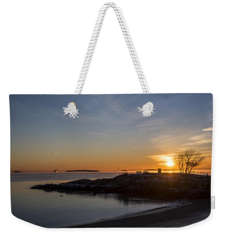 Salem Weekender Tote Bag featuring the photograph Salem Willows on an Icy Morning at Sunrise by Toby McGuire
