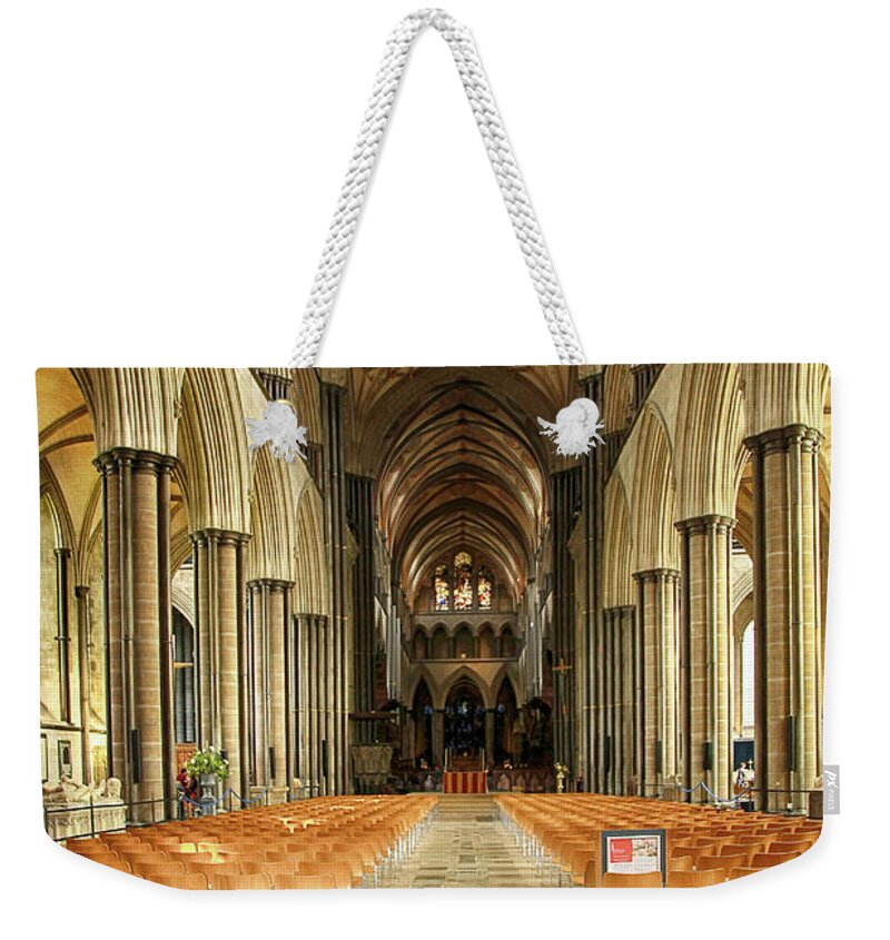 Cathedral Weekender Tote Bag featuring the photograph Salisbury Cathedral by Teresa Zieba
