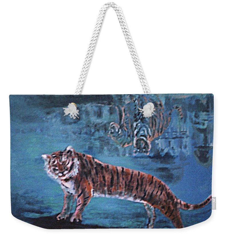 Tiger Weekender Tote Bag featuring the painting Salvato dalle acque by Enrico Garff