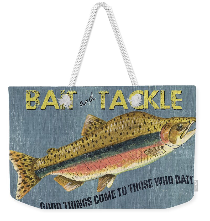 Sam Egan's Bait and Tackle Weekender Tote Bag by Debbie DeWitt