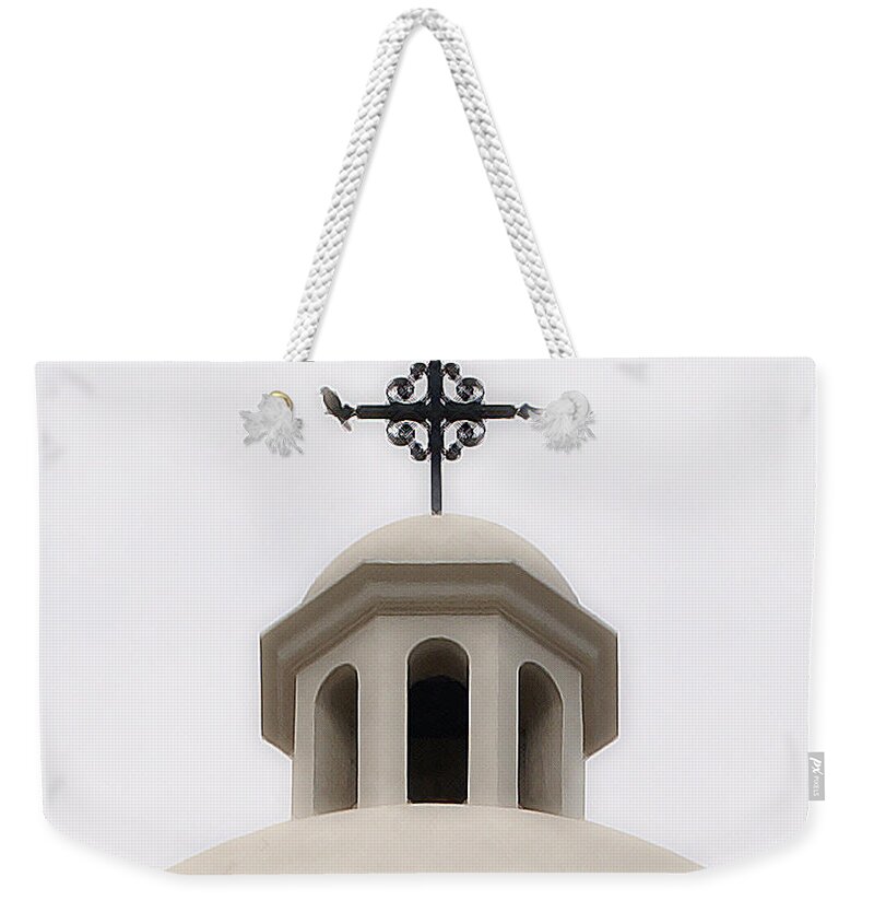 Church Weekender Tote Bag featuring the photograph San Agustin by Linda Shafer