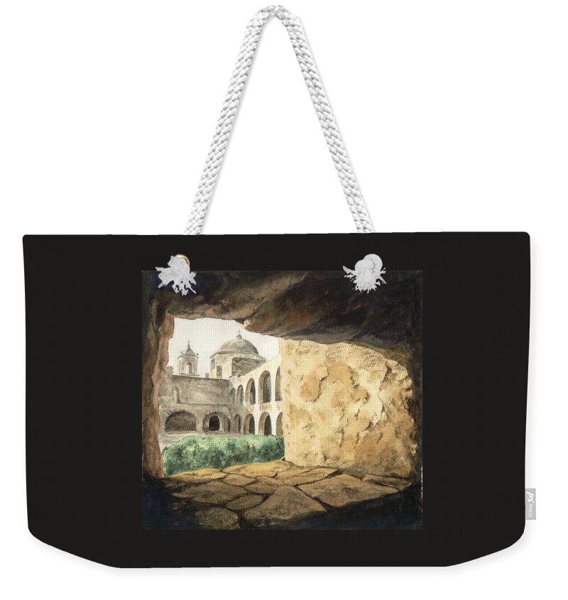 Landscape Weekender Tote Bag featuring the painting San Antonio Mission by Connie Schaertl