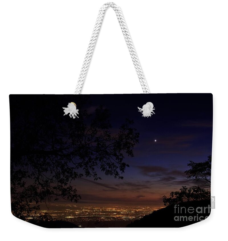 San Bernardino California Weekender Tote Bag featuring the photograph San Bernardino Twilight Hour by Angela J Wright