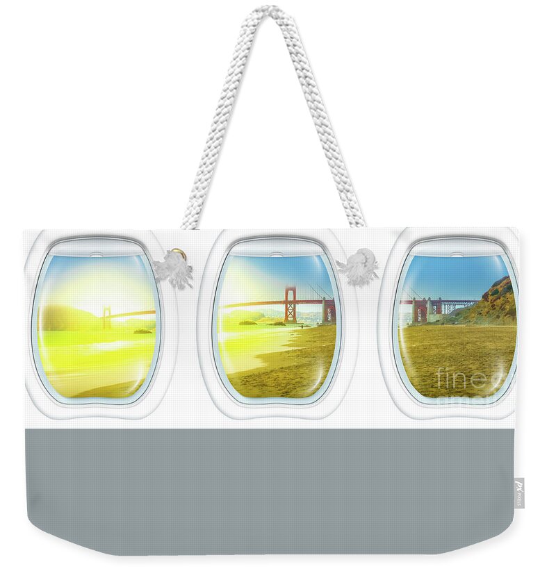 San Francisco Weekender Tote Bag featuring the photograph San Francisco Porthole windows by Benny Marty