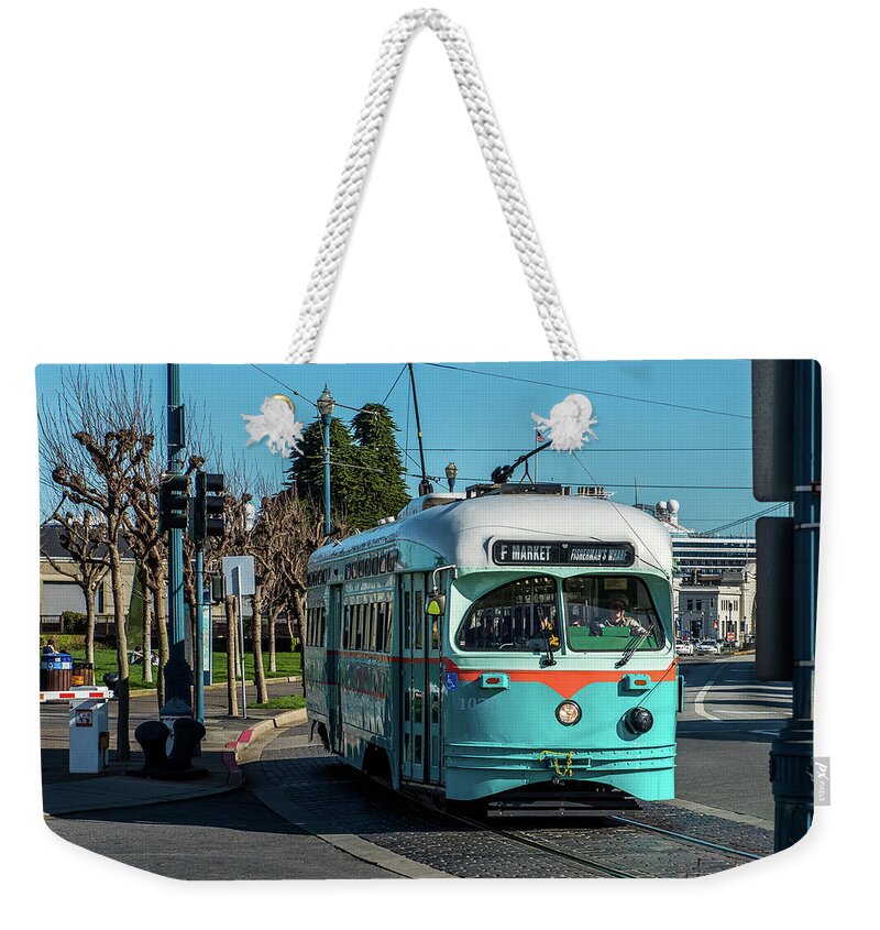 San Francisco Street Car Weekender Tote Bag featuring the photograph San Francisco Trolley by Paul Freidlund