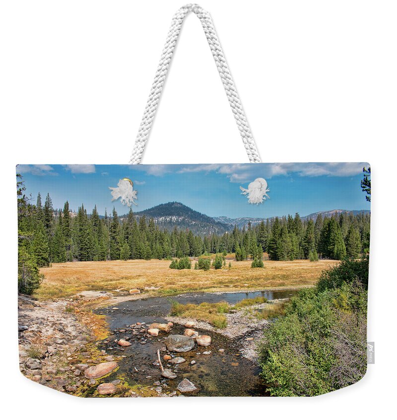 Sierra Nevada Weekender Tote Bag featuring the photograph San Joaquin River Scene by Kristia Adams