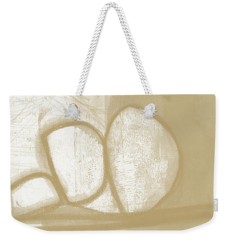 Abstract Weekender Tote Bag featuring the painting Sand and Stone 1- Contemporary Abstract Art by Linda Woods by Linda Woods
