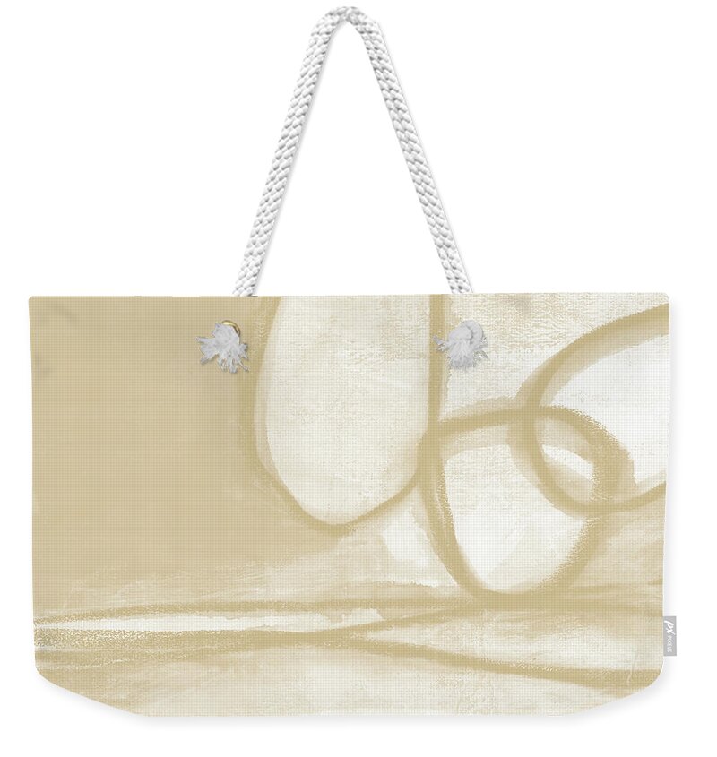 Abstract Weekender Tote Bag featuring the painting Sand and Stone 6- Contemporary Abstract Art by Linda Woods by Linda Woods