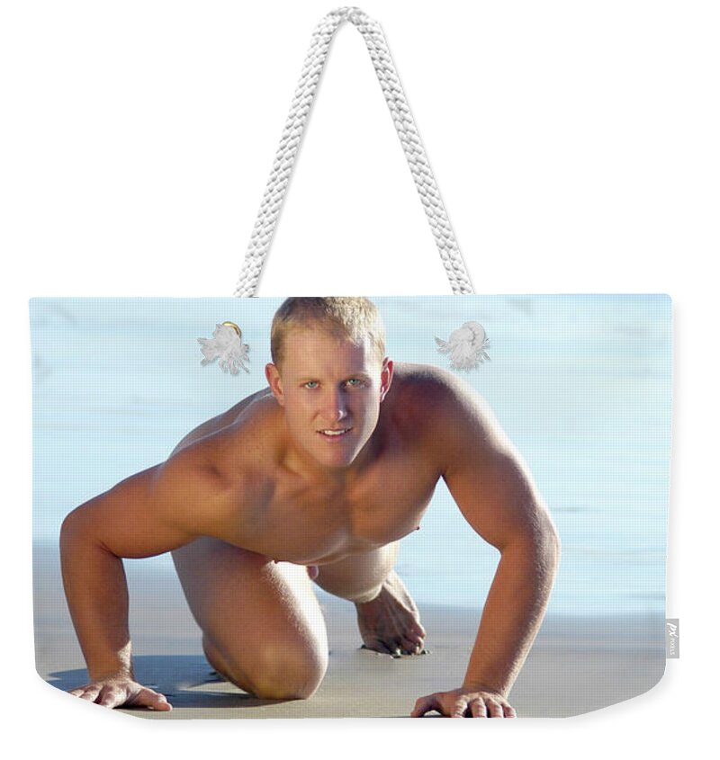 Nude Weekender Tote Bag featuring the photograph Sand Crawl by Gunther Allen