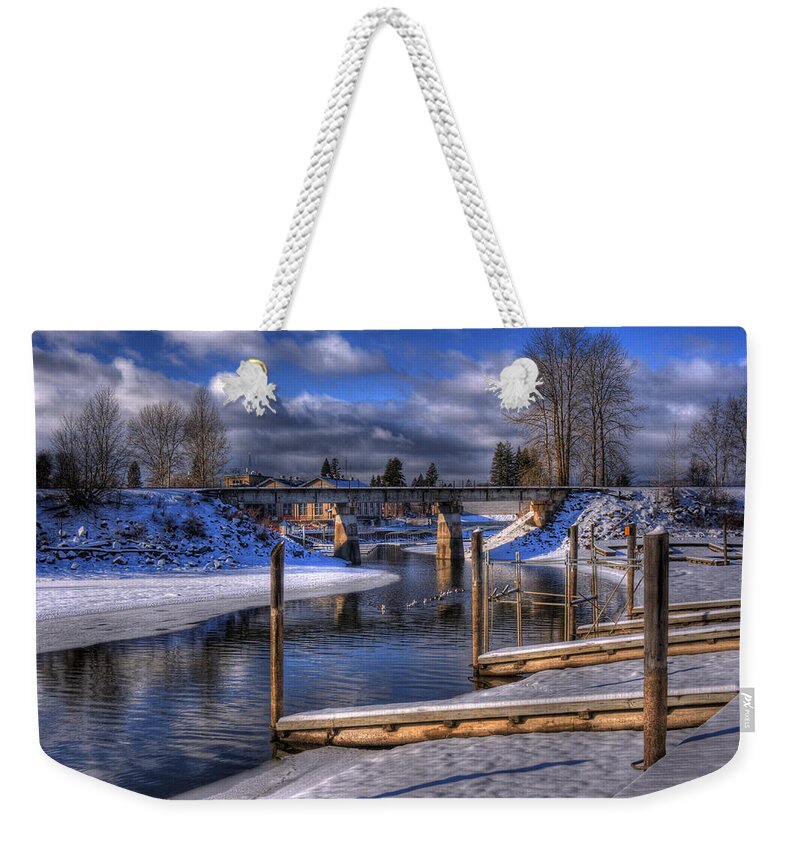 Sandpoint Weekender Tote Bag featuring the photograph Sand Creek Winter by Lee Santa