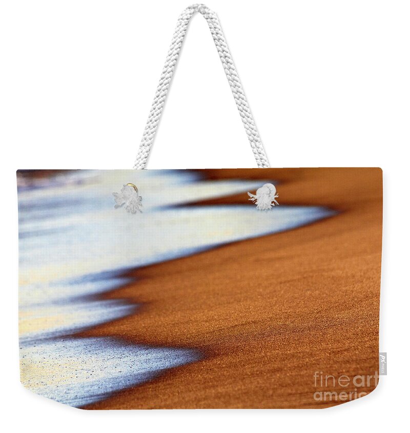 Water Weekender Tote Bag featuring the photograph Sand and waves by Tony Cordoza
