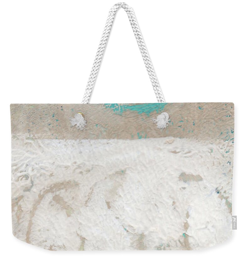 Abstract Weekender Tote Bag featuring the painting Sandcastles- Abstract Painting by Linda Woods