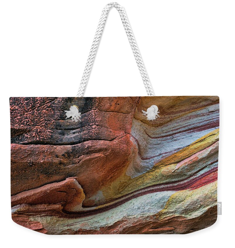 Sandstone Strata Weekender Tote Bag featuring the photograph Sandstone Strata - Abstract by Nikolyn McDonald