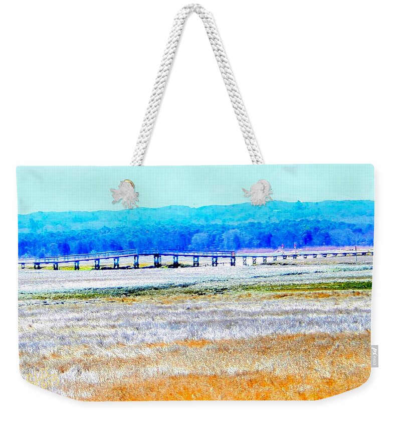 Cape Cod Weekender Tote Bag featuring the painting Sandwich Boardwalk by Cliff Wilson