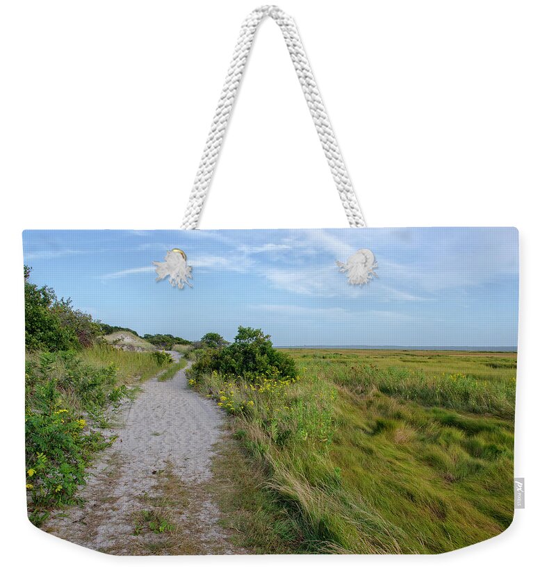Beauty Weekender Tote Bag featuring the photograph Sandy Neck Trail by Donna Doherty