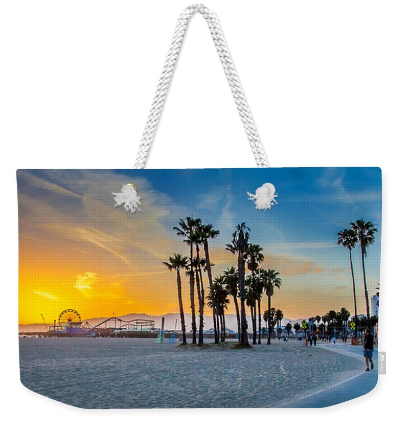 Santa Monica Sunset Weekender Tote Bag featuring the photograph Santa Monica Sunset by Az Jackson