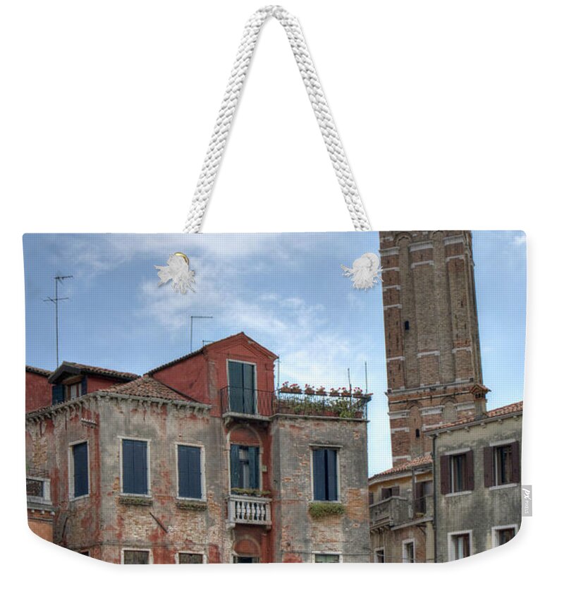 Italy Weekender Tote Bag featuring the photograph Santo Stefano Venice Leaning Tower by Alan Toepfer