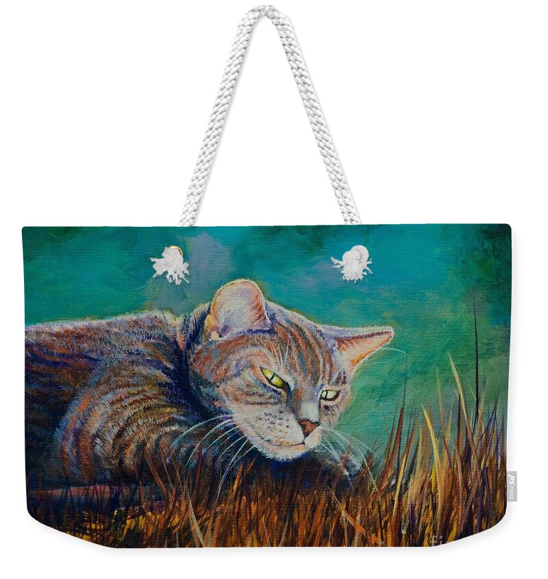 Pretty Weekender Tote Bag featuring the painting Saphira's Lawn by AnnaJo Vahle