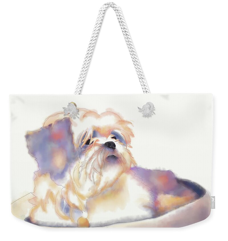 Dog Weekender Tote Bag featuring the digital art Sasi by April Burton