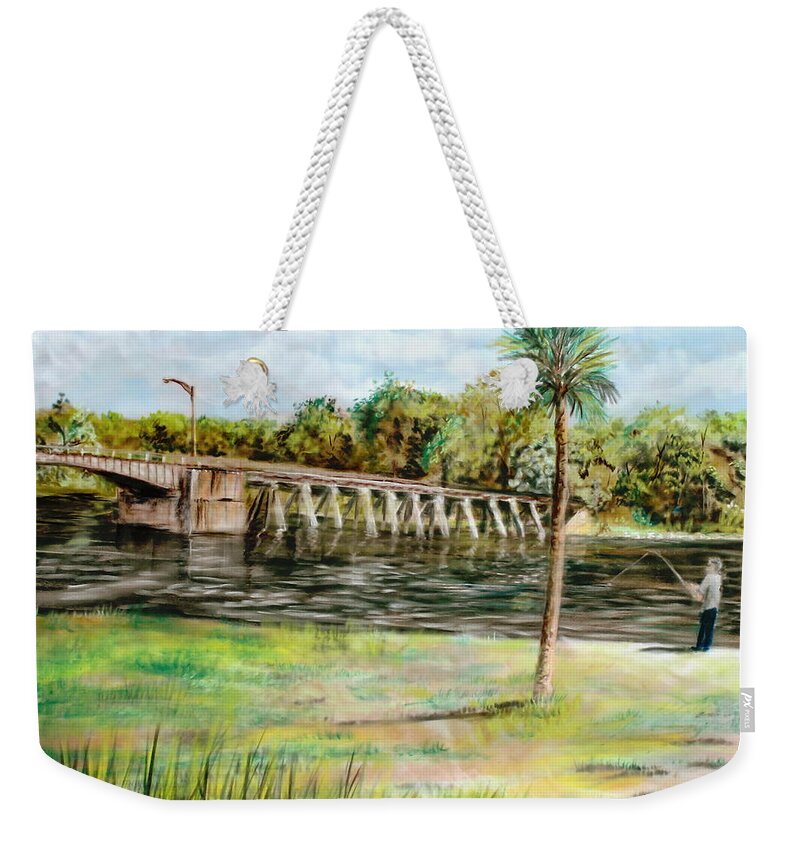 St. John's River Weekender Tote Bag featuring the pastel Saturday At The St. John's River by Larry Whitler