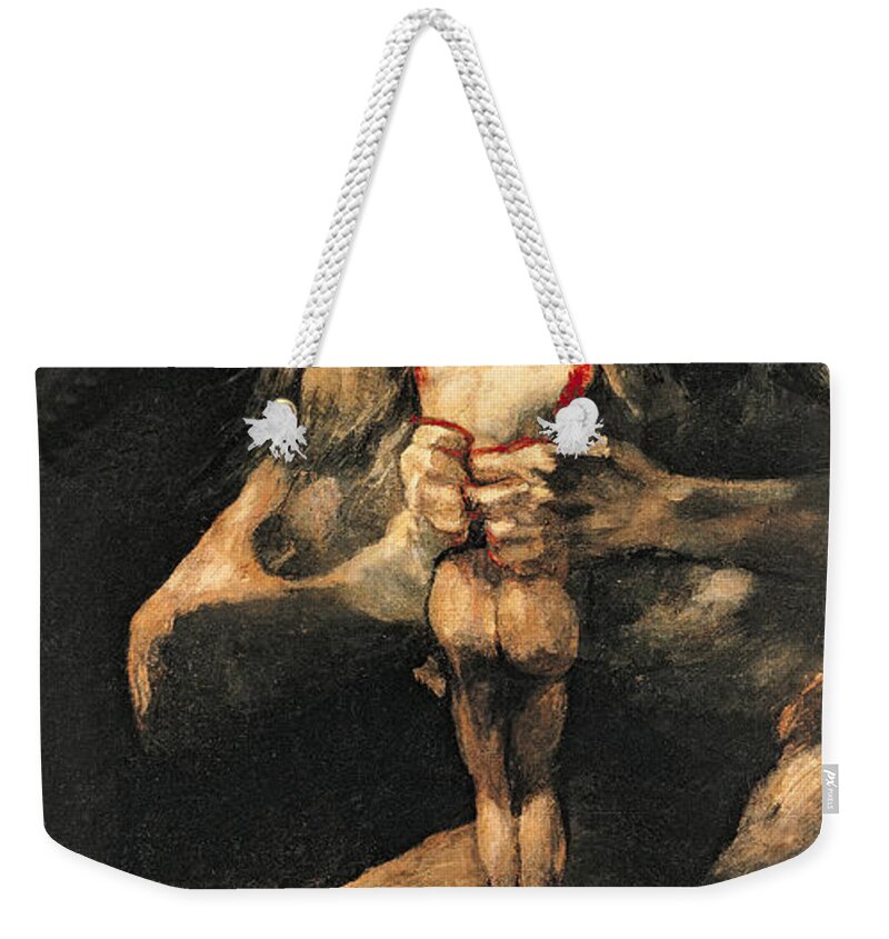 Saturn Weekender Tote Bag featuring the painting Saturn Devouring one of his Children by Goya