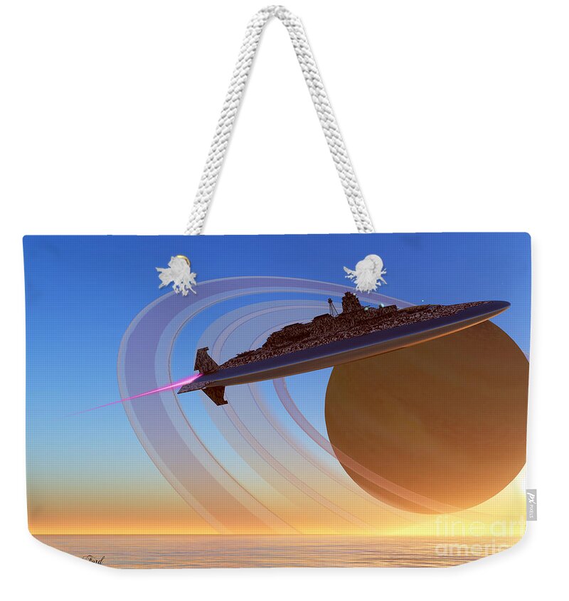 Starship Weekender Tote Bag featuring the painting Saturn's Moon by Corey Ford