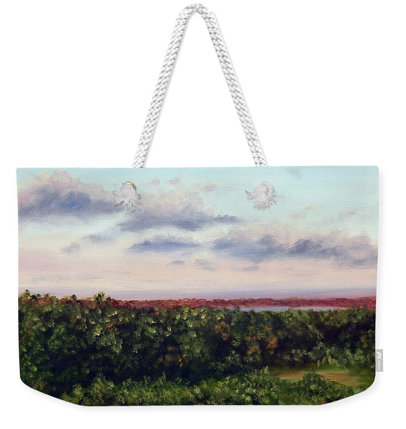 Vineyards Weekender Tote Bag featuring the painting Saude Creek Sunset II by Anne Kushnick