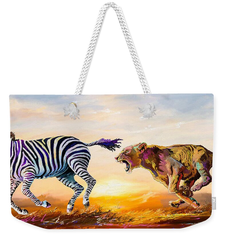 Print Weekender Tote Bag featuring the painting Savanna Dance by Anthony Mwangi