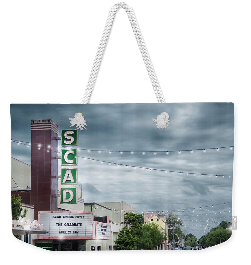 Savannah College Of Art Design Weekender Tote Bag featuring the photograph Savannah College of Art and Design Cinema by Mark Andrew Thomas