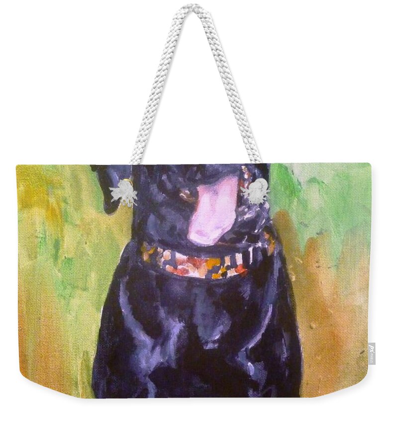 Dog Weekender Tote Bag featuring the painting Sawyer by Bryan Bustard