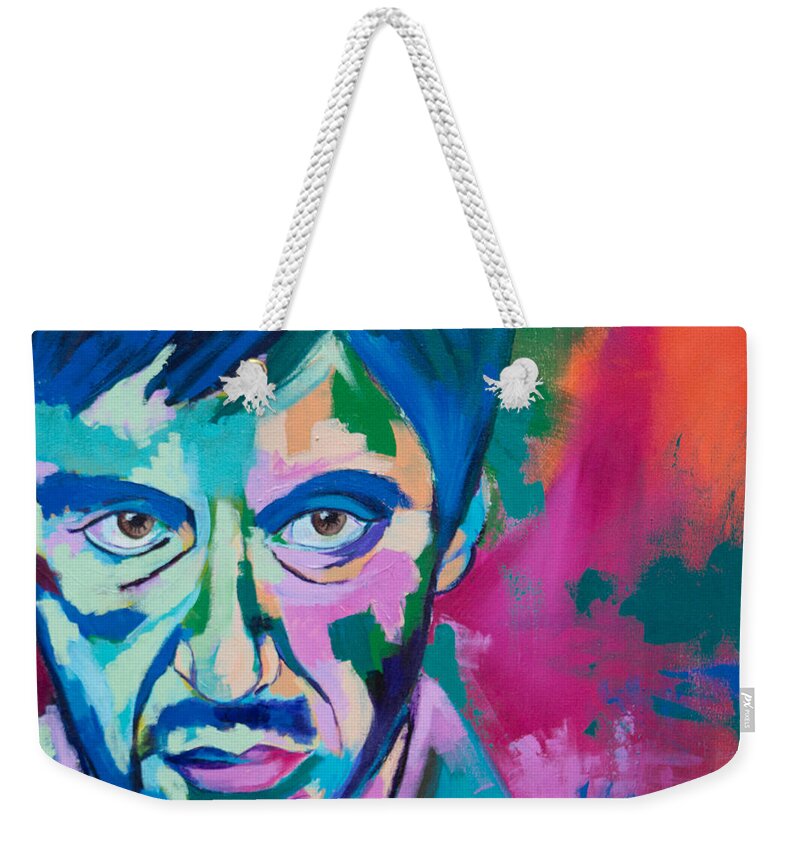 Scarface Weekender Tote Bag featuring the painting Scarface by Janice Westfall