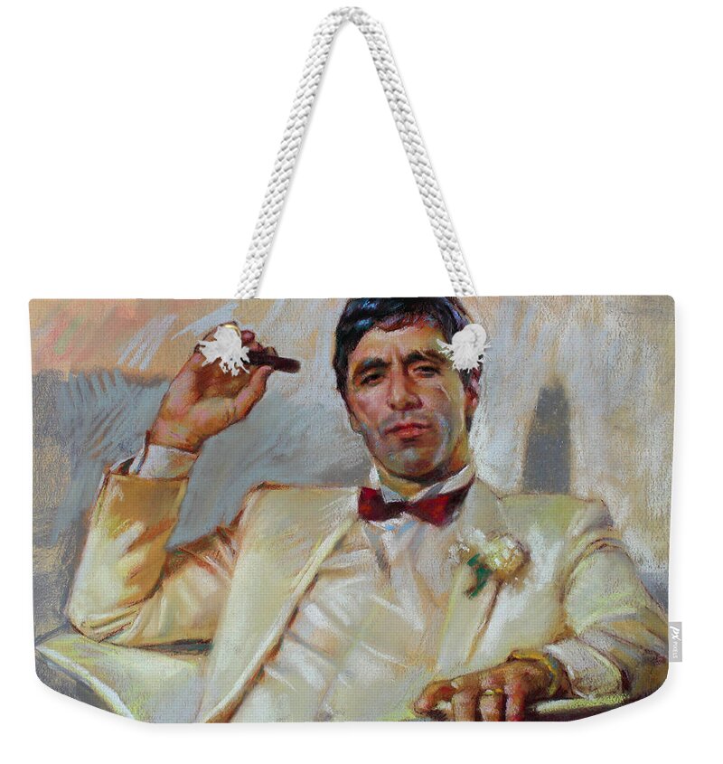 Scarface Weekender Tote Bag featuring the pastel Scarface by Ylli Haruni