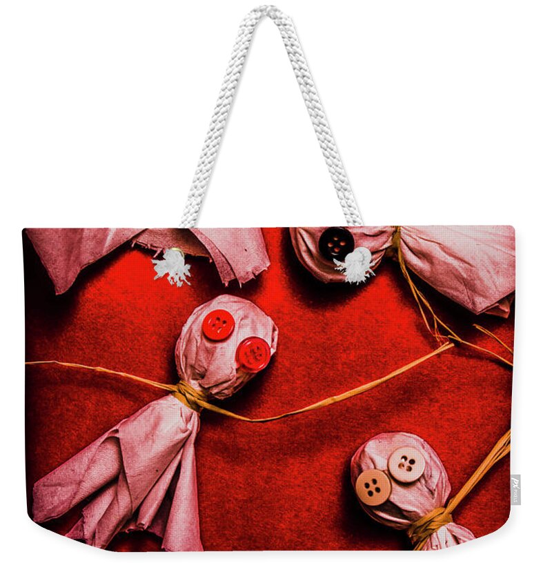 Ghost Weekender Tote Bag featuring the photograph Scary halloween lollipop ghosts by Jorgo Photography