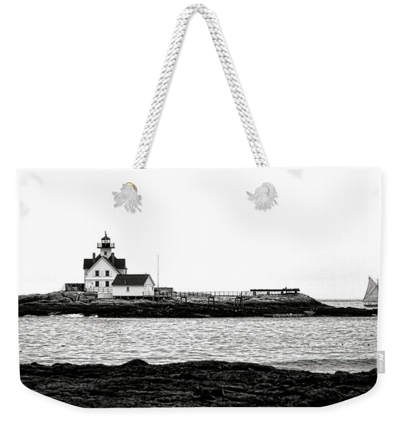 Cuckolds Weekender Tote Bag featuring the photograph Schooner at Cuckolds Light by Olivier Le Queinec