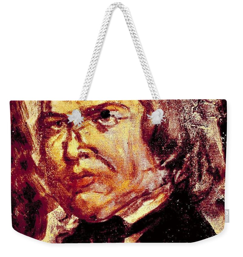 Schumann Weekender Tote Bag featuring the drawing Schumann by Bencasso Barnesquiat