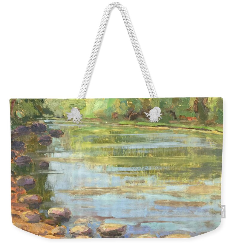River Weekender Tote Bag featuring the painting Scioto River Landscape Painting by Robie Benve