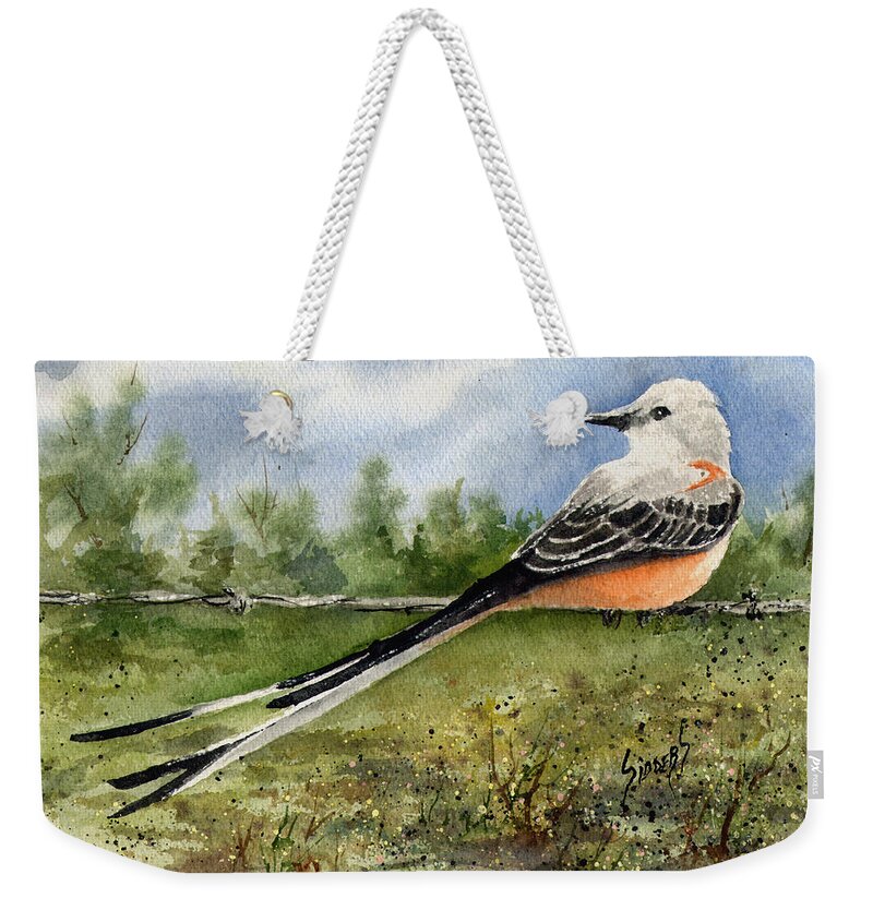 Scissortail Weekender Tote Bag featuring the painting Scissor-Tail Flycatcher by Sam Sidders