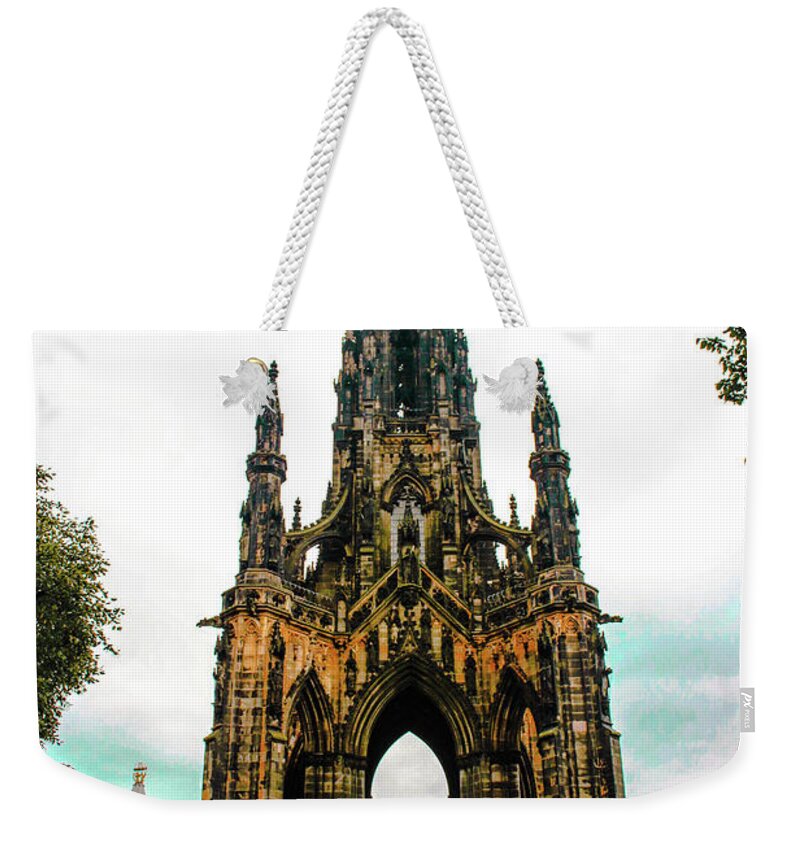 Scott Monument Weekender Tote Bag featuring the photograph Scott Monument Edinburgh Scotland by Veronica Batterson