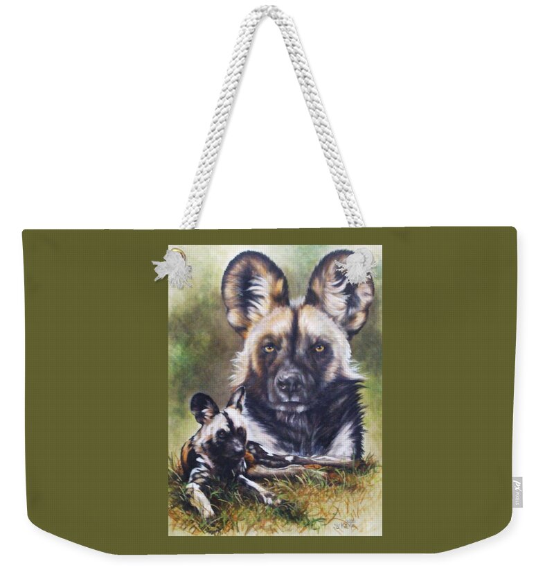 Wild Dogs Weekender Tote Bag featuring the mixed media Scoundrel by Barbara Keith
