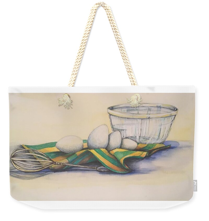  Egg Weekender Tote Bag featuring the painting Scrambled by Mastiff Studios