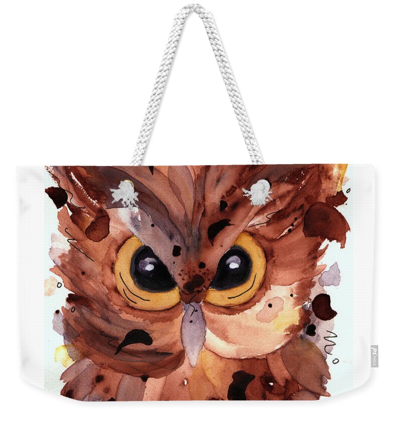 Owl Weekender Tote Bag featuring the painting Screech Owl by Dawn Derman