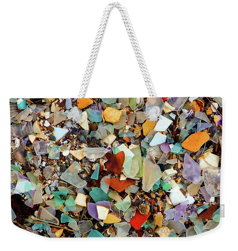 Sea Glass Weekender Tote Bag featuring the photograph Sea Glass Beach Detail Hayward Regional Shoreline Park by Kathy Anselmo