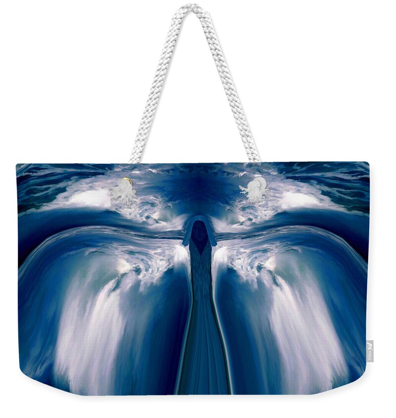 Sea Goddess Weekender Tote Bag featuring the digital art Sea Goddess - Blue Hues by Artistic Mystic