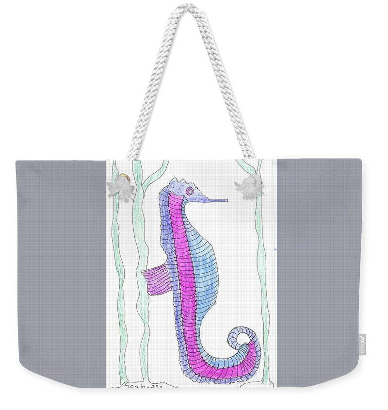 Sea Horse Weekender Tote Bag featuring the painting Sea Horse by Helen Holden-Gladsky